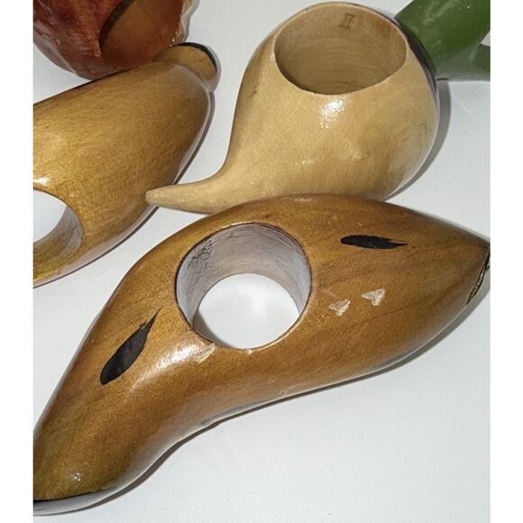 Vintage Wooden Fruit Napkin Rings Set 10 Watermelon Hand Painted 1970’s - Picture 3 of 5